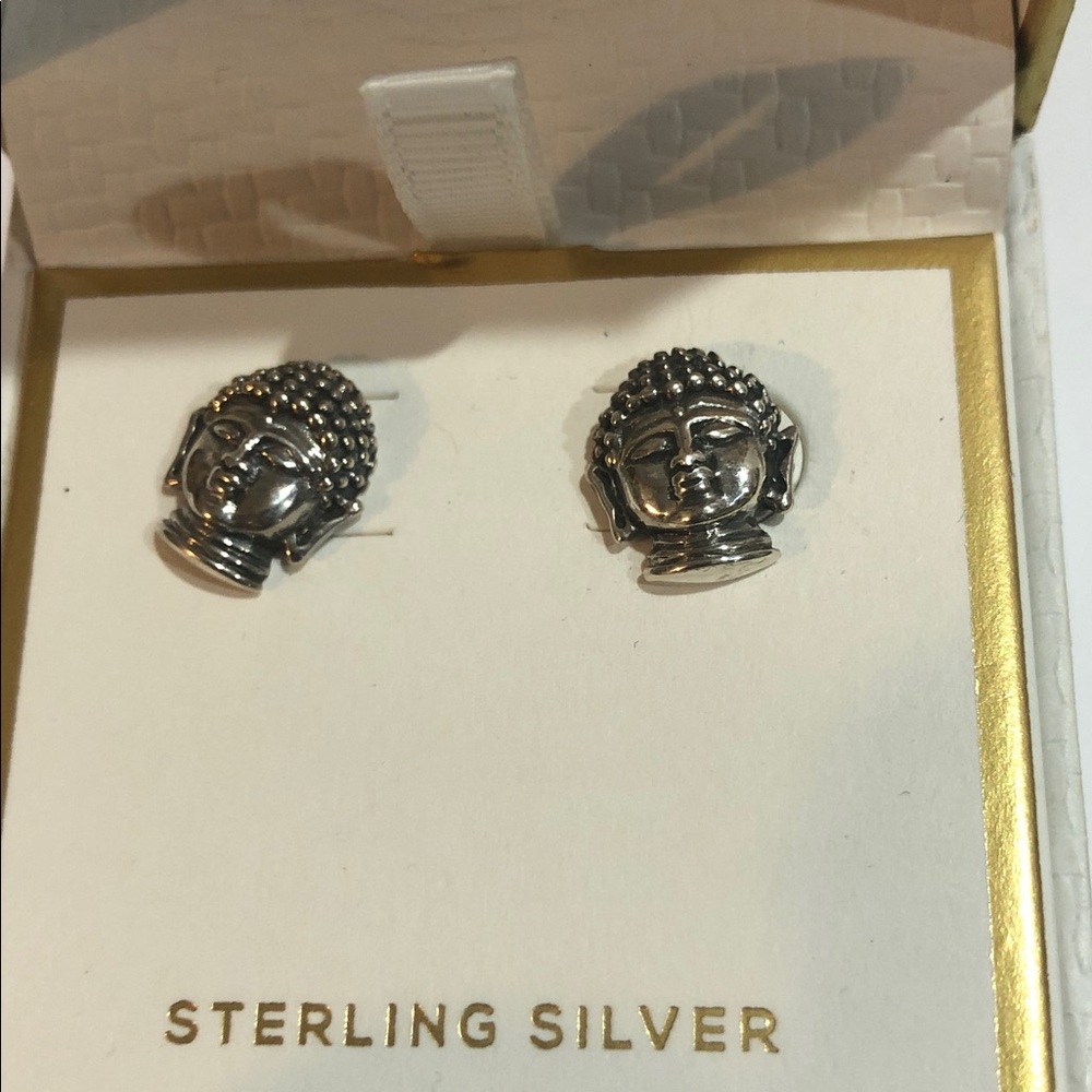 Sterling Silver Buddha head Made in Bali‎ stud earrings new